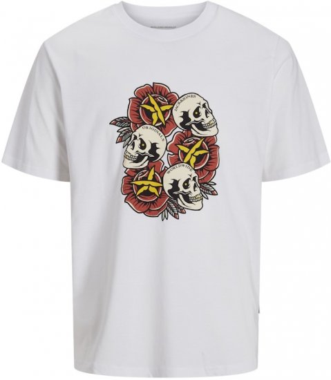 Jack & Jones Anatomy Skull Crew Neck T-Shirt Bright White - T-krekli - T-krekli - 2XL-14XL