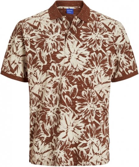 Jack & Jones Split AOP Print Polo Brown - Polo krekli - Polo krekli - 2XL-8XL