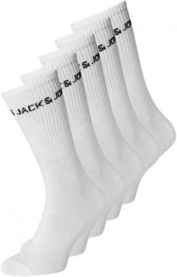 Jack & Jones BASIC LOGO Tennis Socks 5-Pack White - Apakšveļa un peldšorti - Apakšveļa - 2XL-8XL