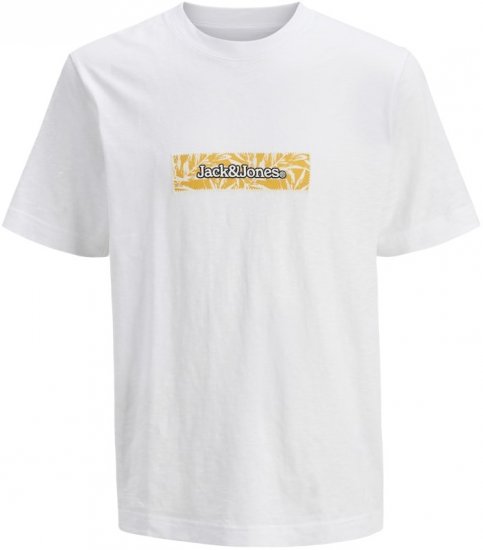 Jack & Jones Split Branding AOP Crew Neck T-Shirt Bright White - T-krekli - T-krekli - 2XL-14XL