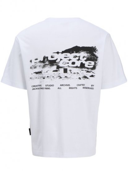 Jack & Jones Summer Sago Print Crew Neck T-Shirt Bright White - T-krekli - T-krekli - 2XL-14XL