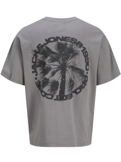 Jack & Jones Summer Sago Print Crew Neck T-Shirt Gray Flannel - T-krekli - T-krekli - 2XL-14XL