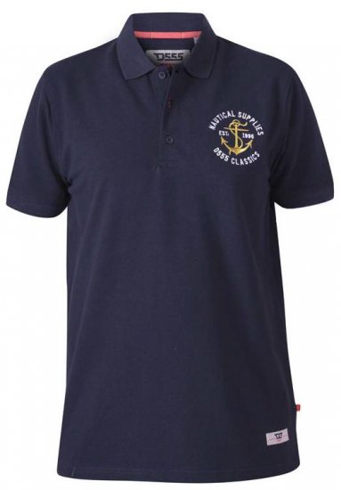 D555 Jefferson Short Sleeve Pique Polo Navy - Polo krekli - Polo krekli - 2XL-8XL