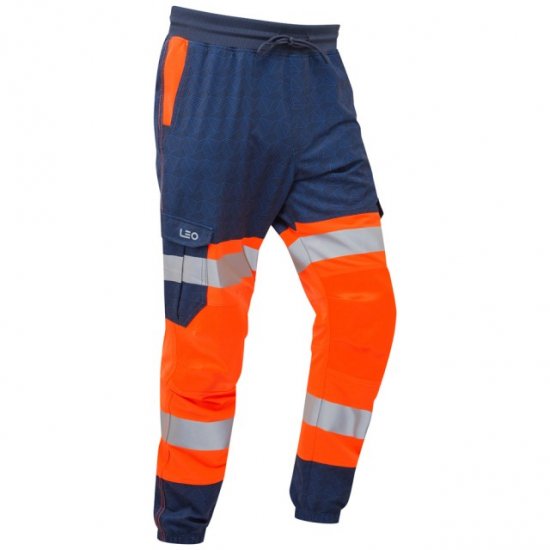 Leo Hawkridge Ecoviz High Performance 4X Stretch Trouser Hi-Vis Orange/Navy Print - Darba apģērbs - Darba apģērbs - 3XL-10XL
