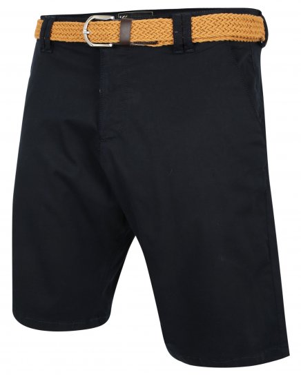 Kam Jeans 3401 Belted Oxford Stretch Chino Shorts Navy - Šorti - Šorti - W40-W60