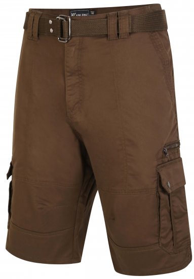 Kam Jeans 343 Cargo Stretch Shorts with Belt Khaki - Šorti - Šorti - W40-W60