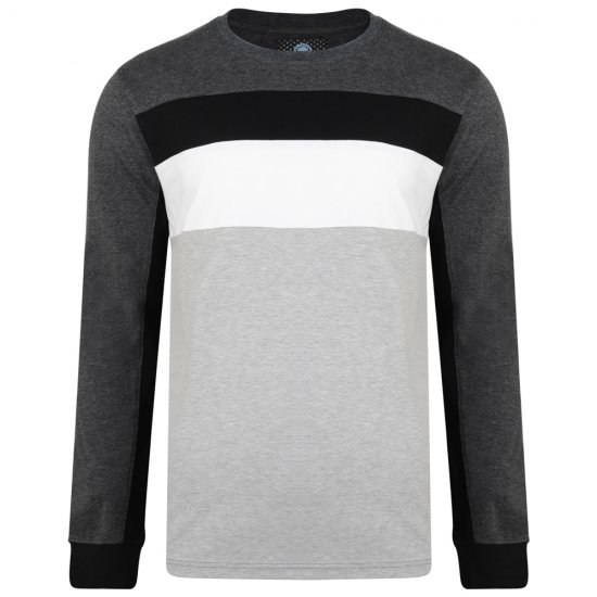 Kam Jeans 5240 Cut and Sew Long Sleeve T-shirt Grey - T-krekli - T-krekli - 2XL-14XL