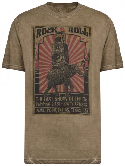 Kam Jeans 5282 Slub Wash T-shirt Olive - T-krekli - T-krekli - 2XL-14XL