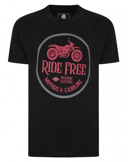 Kam Jeans Ride Free Crew Neck T-Shirt Black - T-krekli - T-krekli - 2XL-14XL