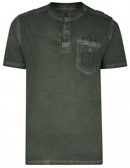Kam Jeans 5343 Grandad Collar Fashion Tee khaki - T-krekli - T-krekli - 2XL-14XL