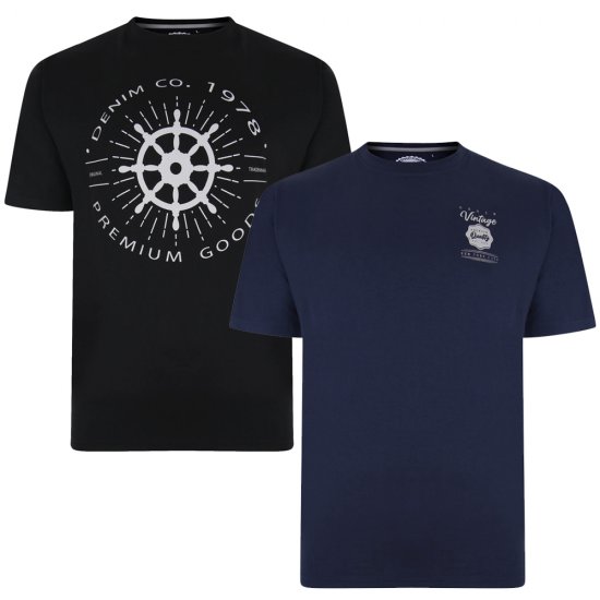 Kam Jeans 5348 T-shirt Vintage/Denim Twin Pack - T-krekli - T-krekli - 2XL-14XL