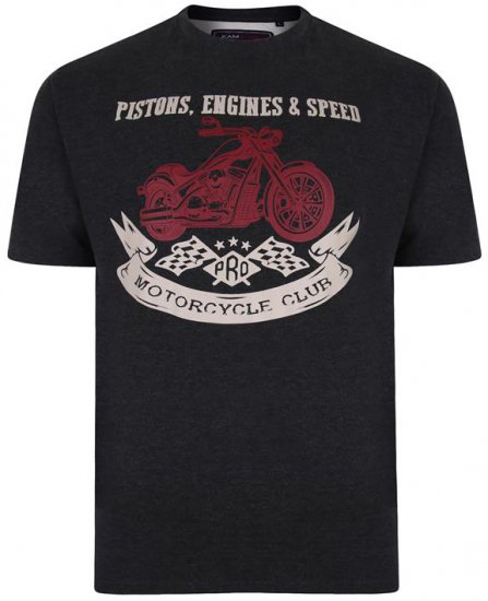 Kam Jeans 5351 Piston Motors Club T-shirt Charcoal - T-krekli - T-krekli - 2XL-14XL