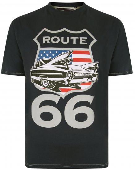 Kam Jeans 5353 Route 66 Print T-shirt Black - T-krekli - T-krekli - 2XL-14XL