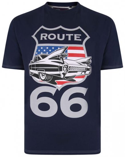 Kam Jeans 5353 Route 66 Print T-shirt Indigo - T-krekli - T-krekli - 2XL-14XL