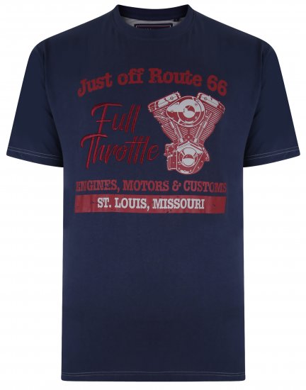 Kam Jeans 5354 Full Throttle Print T-shirt Indigo - T-krekli - T-krekli - 2XL-14XL