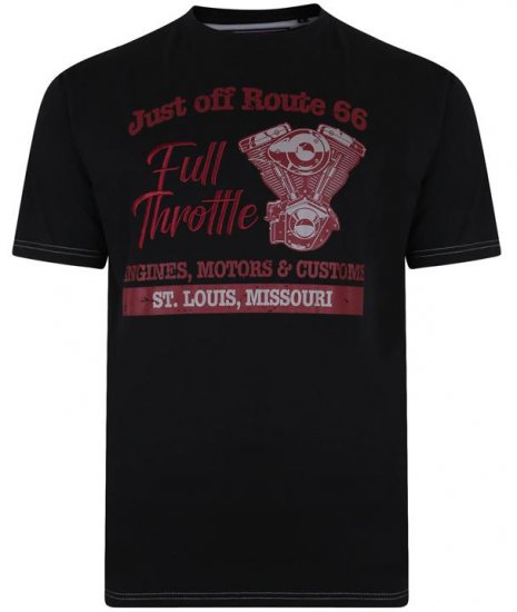 Kam Jeans 5354 Full Throttle Print T-shirt Black - T-krekli - T-krekli - 2XL-14XL