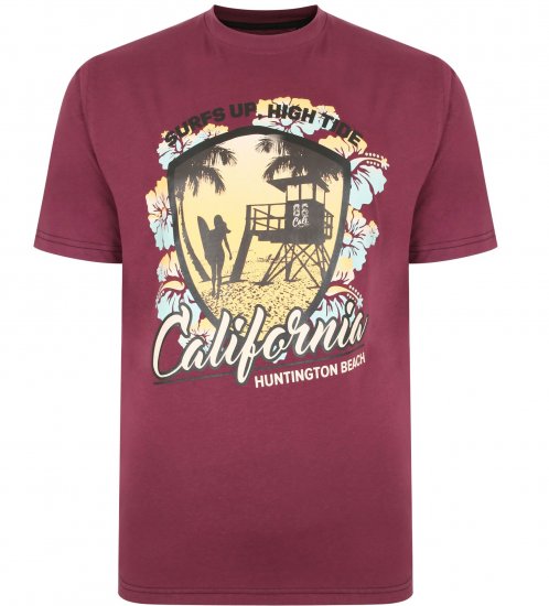 Kam Jeans 5368 California Print T-shirt Plum - T-krekli - T-krekli - 2XL-14XL