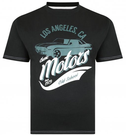 Kam Jeans 5369 Motors Print T-shirt Black - T-krekli - T-krekli - 2XL-14XL