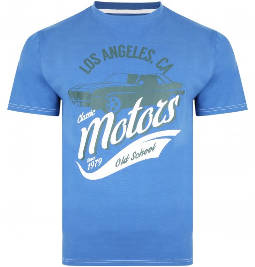 Kam Jeans 5369 Motors Print T-shirt Blue - T-krekli - T-krekli - 2XL-14XL