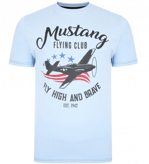Kam Jeans Mustang Flying Club T-shirt Sky - T-krekli - T-krekli - 2XL-14XL