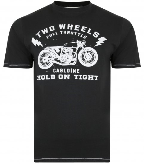 Kam Jeans 5371 Motorbike Print T-shirt Black - T-krekli - T-krekli - 2XL-14XL