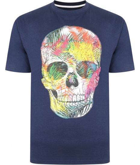 Kam Jeans 5375 Coloured Skull Print T-shirt Navy - T-krekli - T-krekli - 2XL-14XL