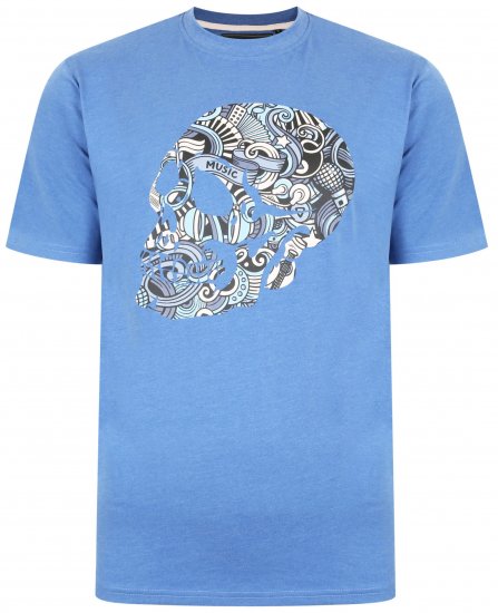 Kam Jeans 5376 Music Skull Print Tee Blue - T-krekli - T-krekli - 2XL-14XL