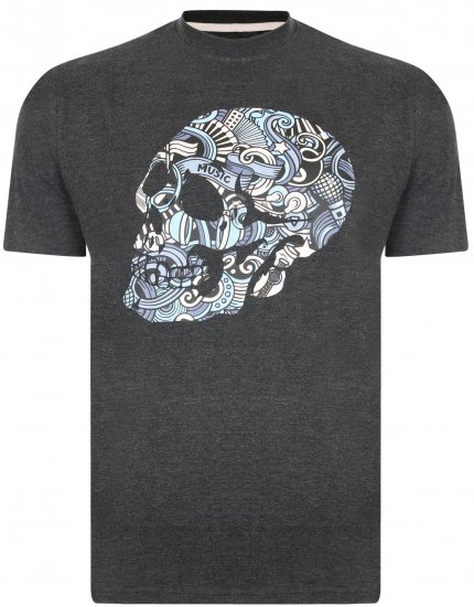 Kam Jeans 5376 Music Skull Print Tee Charcoal - T-krekli - T-krekli - 2XL-14XL
