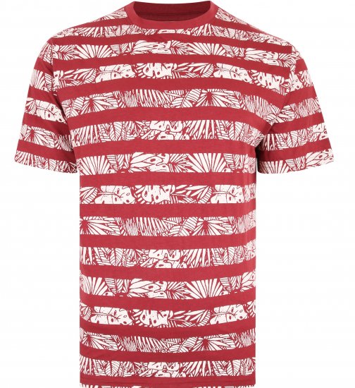 Kam Jeans 5380 Stripe Floral T-shirt Burgundy - T-krekli - T-krekli - 2XL-14XL