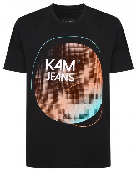 Kam Jeans 5383 Kam Logo Printed Tee Black - T-krekli - T-krekli - 2XL-14XL