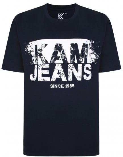 Kam Jeans 5384 Kam Logo Printed Tee Navy - T-krekli - T-krekli - 2XL-14XL