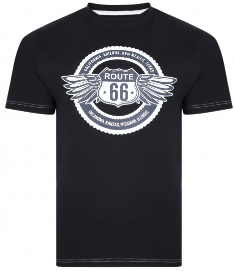 Kam Jeans 5388 Route 66 T-Shirt Black - Liela izmēra apģērbi - Lieli apģērbu izmēri vīriešiem