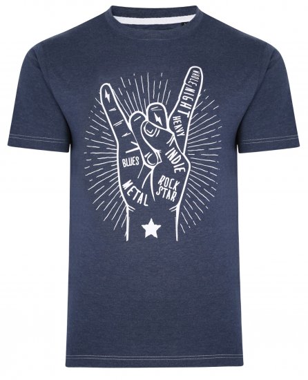 Kam Jeans 5390 Rock Star Print T-Shirt Indigo - T-krekli - T-krekli - 2XL-14XL