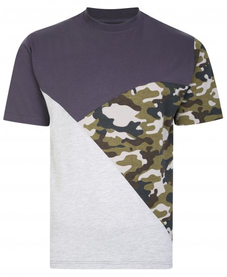 Kam Jeans 5394 Cut & Saw Camo Panel T-Shirt Charcoal - T-krekli - T-krekli - 2XL-14XL