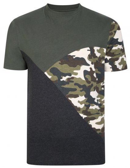 Kam Jeans 5394 Cut & Saw Camo Panel T-Shirt Khaki - T-krekli - T-krekli - 2XL-14XL