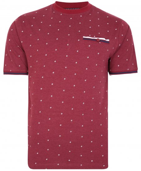 Kam Jeans 5396 Drop Needle Jersey Tee With Dobby Print Burgundy - T-krekli - T-krekli - 2XL-14XL