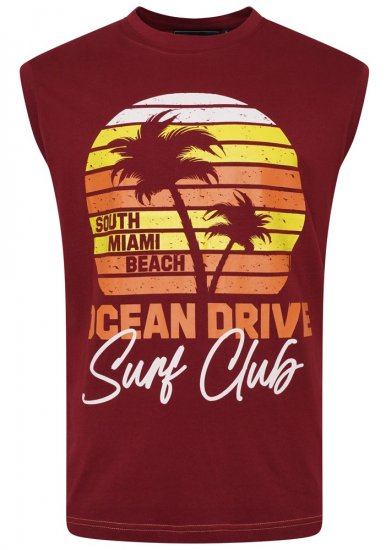 Kam Jeans 5398 Miami Beach Sleeveless Tee Burgundy - T-krekli - T-krekli - 2XL-14XL