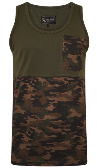 Kam Jeans 5399 Camo Panelled Sleeveless T-Shirt Khaki - T-krekli - T-krekli - 2XL-14XL