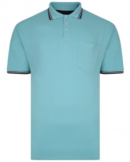Kam Jeans 5400B Tipped Polo with Pocket Aqua - Polo krekli - Polo krekli - 2XL-8XL