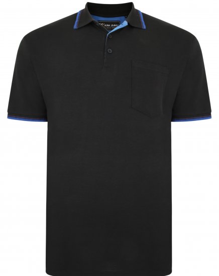 Kam Jeans 5400C Tipped Polo with Pocket Black - Polo krekli - Polo krekli - 2XL-8XL