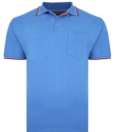 Kam Jeans 5400C Tipped Polo with Pocket Blue - Polo krekli - Polo krekli - 2XL-8XL