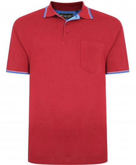Kam Jeans 5400C Tipped Polo with Pocket Burgundy - Polo krekli - Polo krekli - 2XL-8XL