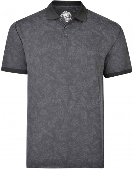 Kam Jeans 5418 Leaf print Polo Charcoal - Polo krekli - Polo krekli - 2XL-8XL