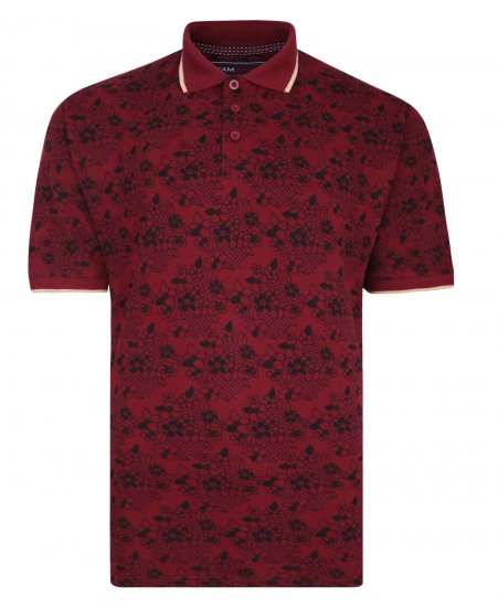 Kam Jeans Floral Print Polo Wine - Polo krekli - Polo krekli - 2XL-8XL