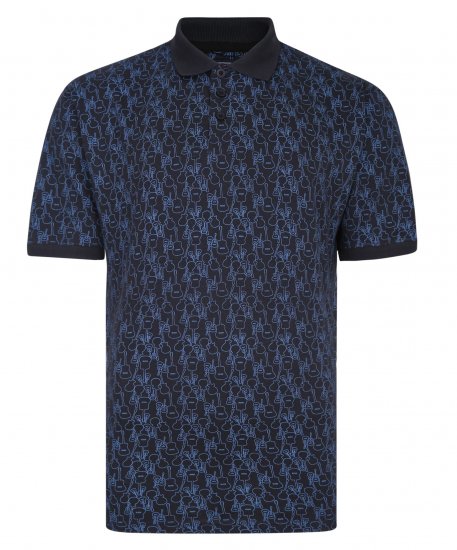 Kam Jeans Guitar Print Polo Midnight - Polo krekli - Polo krekli - 2XL-8XL