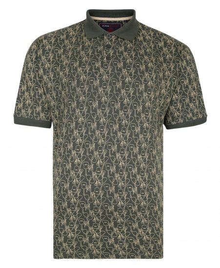 Kam Jeans Guitar Print Polo Olive - Polo krekli - Polo krekli - 2XL-8XL
