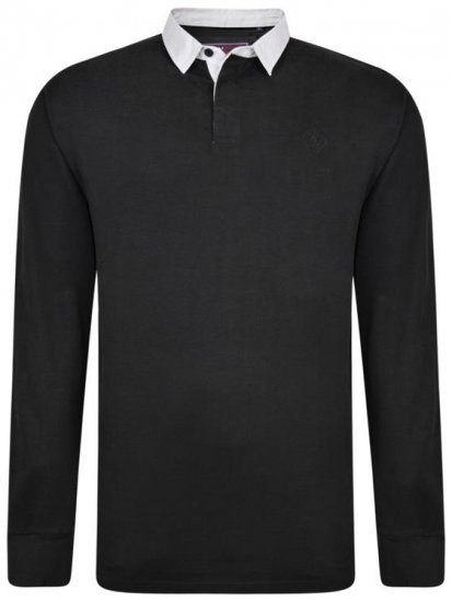 Kam Jeans 5443 LS Rugby Polo Black - Polo krekli - Polo krekli - 2XL-8XL