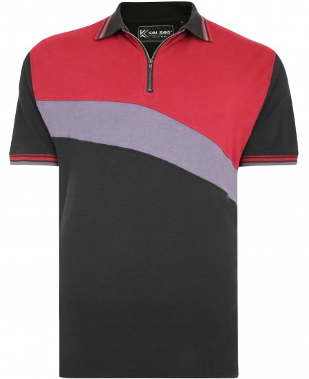 Kam Jeans 5448 Cut & Saw Polo with Zip Black - Polo krekli - Polo krekli - 2XL-8XL