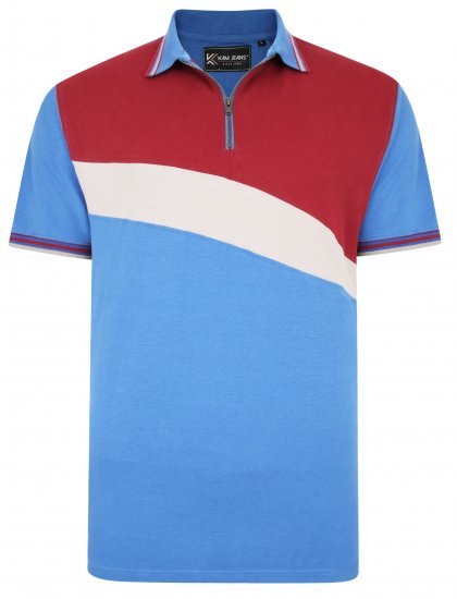 Kam Jeans 5448 Cut & Saw Polo with 1/4 Zip Blue - Polo krekli - Polo krekli - 2XL-8XL