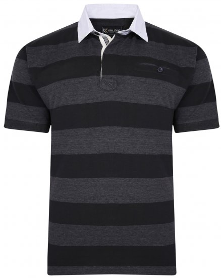 Kam Jeans 5454 Stripe Rugby Polo Black - Polo krekli - Polo krekli - 2XL-8XL